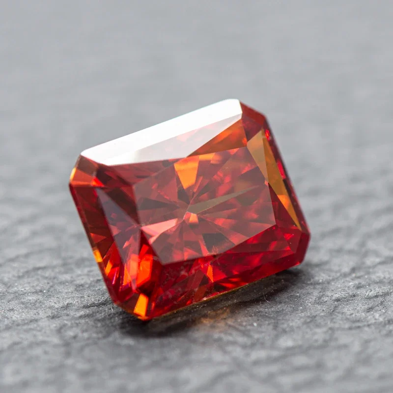 Moissanite Stone Radiant Cut Garnet Color VVS1 with GRA Certificate for Gemstone Charms Beads Top Jewelry Making Materials