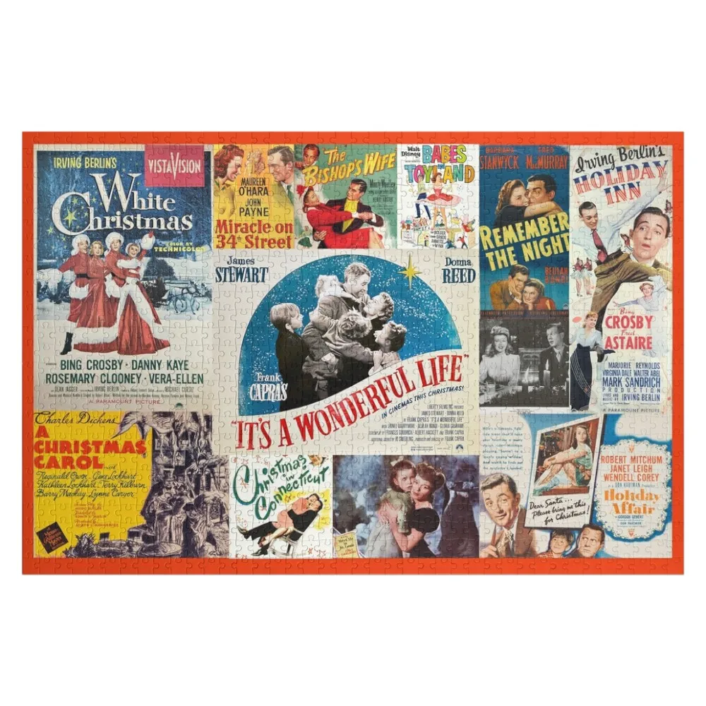 

Классические рождественские фильмы: Ретро-открытки, пазл для любителей классических фильмов, таких как «Жизнь прекрасна», белый пазл-головоломка.