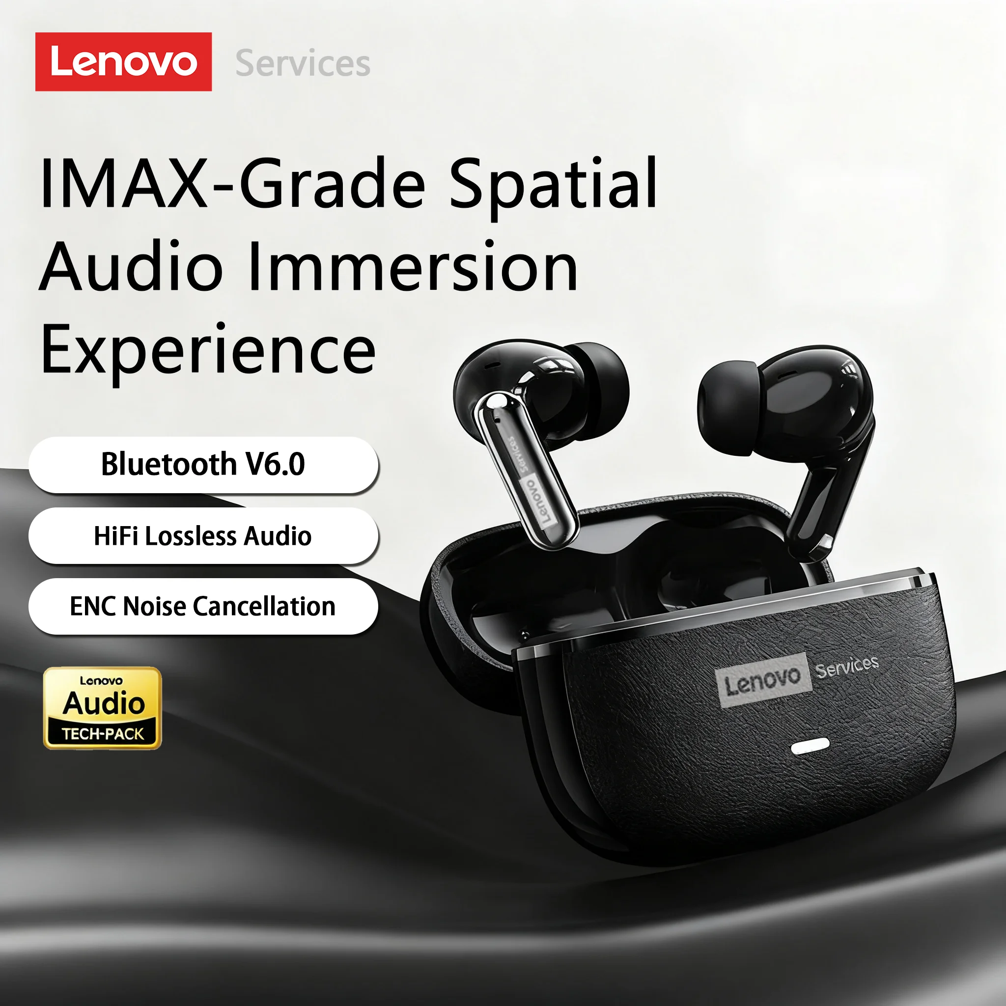 Choice Lenovo LE208 Wireless Leather Earphones Bluetooth 6.0 ENC Earphones Noise Reduction Headphone Low Latency Gaming Headset — product photo 1 of 1