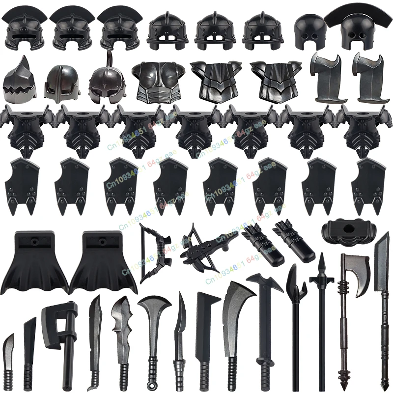 10PCS PJT047 Medieval Military Ancient Warriors Helmet Armor strong Orcs Weapons Building Blocks Accessories Figures Model Toys