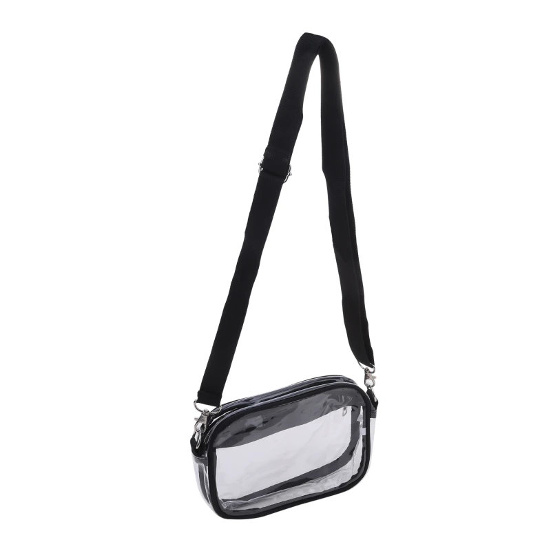 Women Clear Shoulder Bag Solid Color Transparent Purse Female Simple Crossbody Bags With Front Pocket Casual Handbag For Ladies