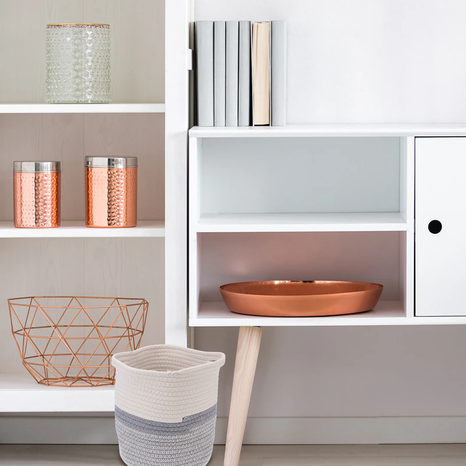 

1pc Storage Basket Simple Design Snack Sundries Container Woven Fruit Basket Home Serving Organizer Handmade Woven Food