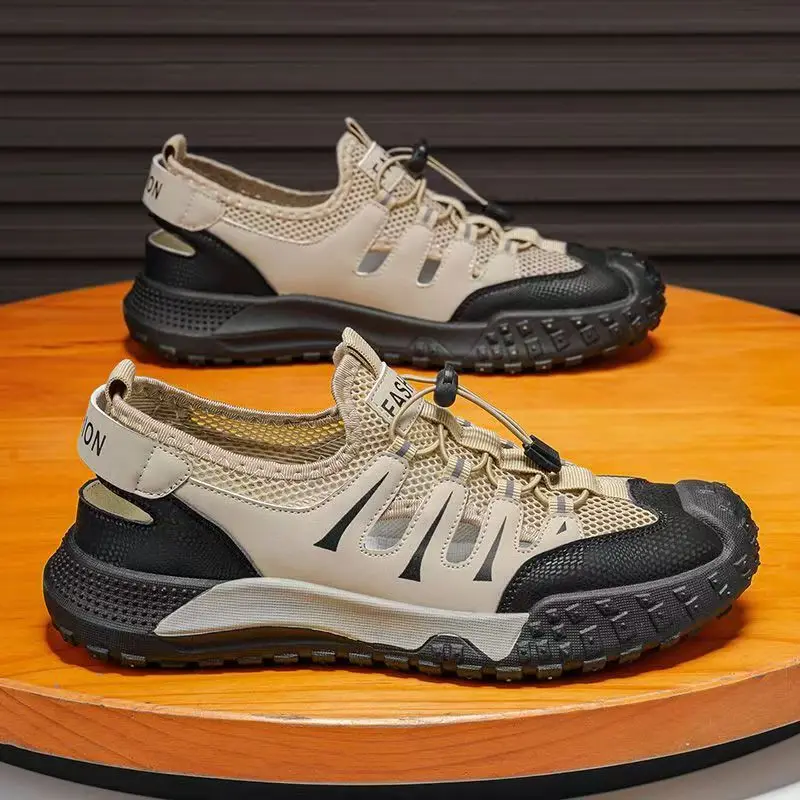 

Men Summer New Mesh Hollow Out Casual Sneakers Soft sole Non Slip Breathable Slip On Outdoor Beach Shoes Casual Sport Sandals