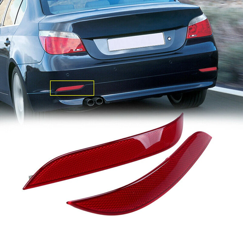 Pair of Rear Bumper Reflector Lights for 2003 2007 For BMW E60 525i 530i 535i 545i 550i Sedan 03 07 Pre facelift