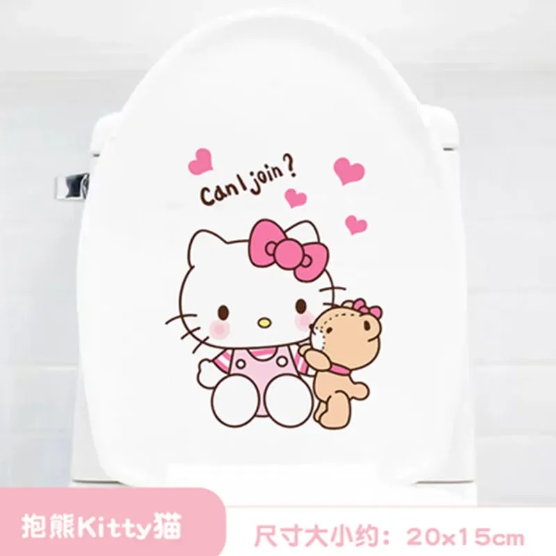 30 Styles New Sanrio Cinnamoroll Net Red Creative Kawaii Waterproof Toilet Cover Sticker Cartoon Decoration Sticker Gift