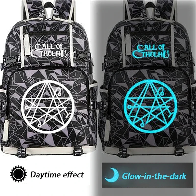 With USB Port, Glow-in-the-dark, Cosmic Horror Lovecraftian Black Grey Red Blue, Cthulhu Mythos School Bags Backpacks Girls Boys