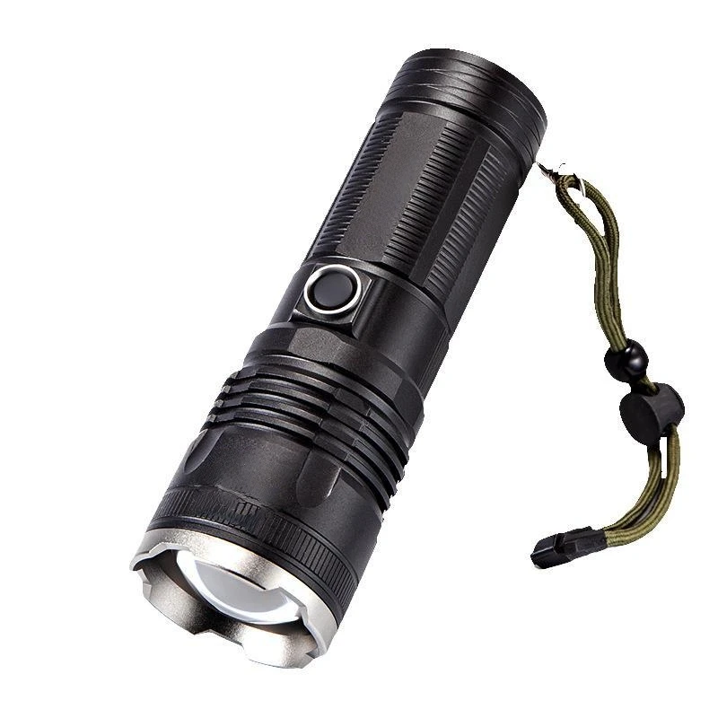 

New model LED adjustable focus flashlight, USB rechargeable, aluminum alloy, high-intensity, outdoor camping self-defense flashl