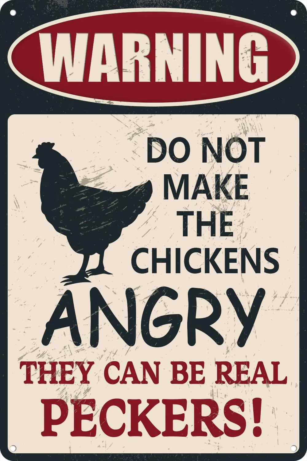 Funny Metal Chicken Coop Signs, Warning Do Not Make The Chickens Angry Tin Sign Vintage Chicken Metal Tin Signs for Farmhou sign