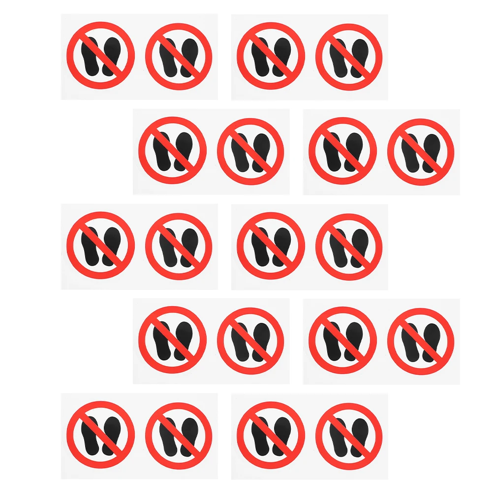 20 Pcs No Step Sign Stickers Adhesive Warning Labels Clear Paper Material Factory Equipment Traffic Safety Signs Caution Decals