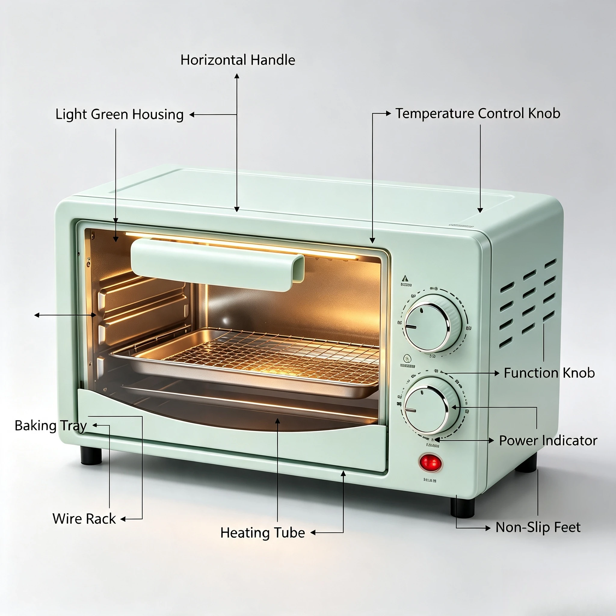 Mini Microwave Oven, Steaming & Baking All-in-One Compact Oven, Personal Small Household Electric Oven for Food Heating