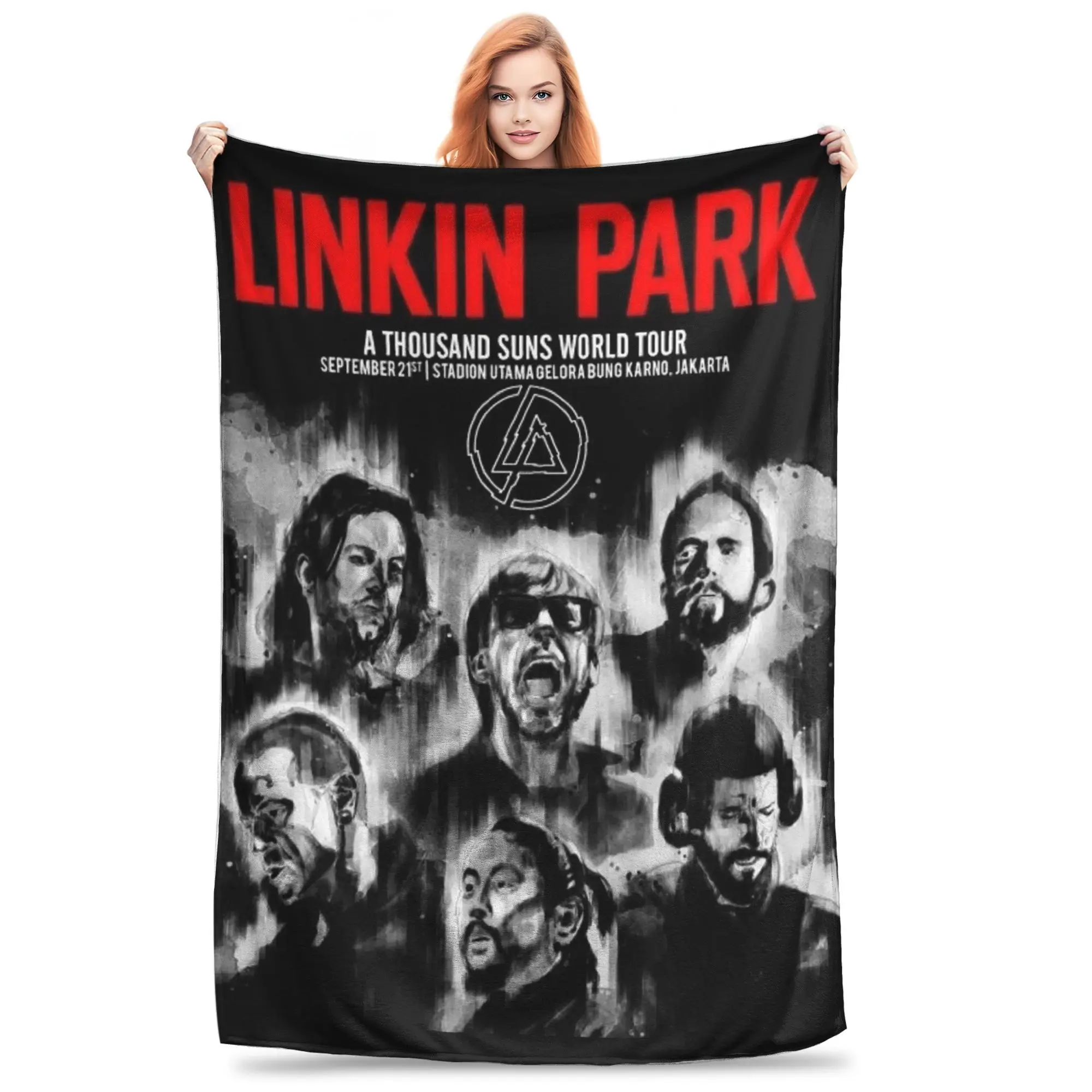 

Flannel Throw Blanket L-Linkin Rock Park Warm Plush Blankets Soft Bedding for Bed Living room Home Picnic Couch