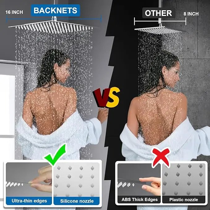 レインフォールシャワー水栓セット 浴室シャワーシステム 壁掛けスクエア高圧シャワー器具
