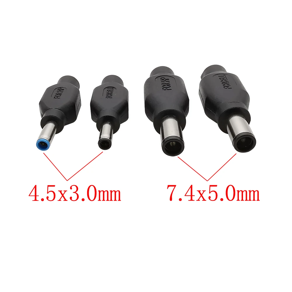 1Pcs DC Jack 5.5x2.1mm Female to 4.5x3.0mm / 7.4x5.0mm with Pin Male Plug DC Power Charging Connector Adapter for HP DELL Laptop