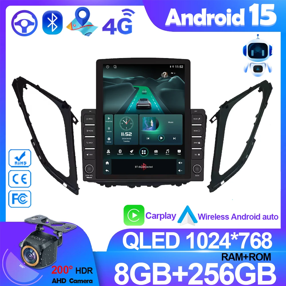 9.7“ Android 15 For Hyundai Azera Grandeur HG 2013-2015 Car Radio Multimedia Video Player Navigation GPS No 2din dvd Head Unit