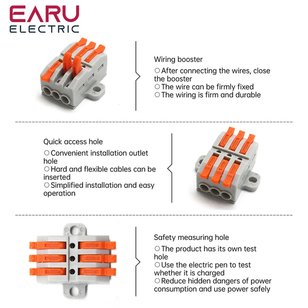 1Pcs 2P 3P 4P 5P 6P Quick Docking Cable Wire Connectors Fixed Miniature Quick Terminal Compact Electrical Wiring Terminal Block