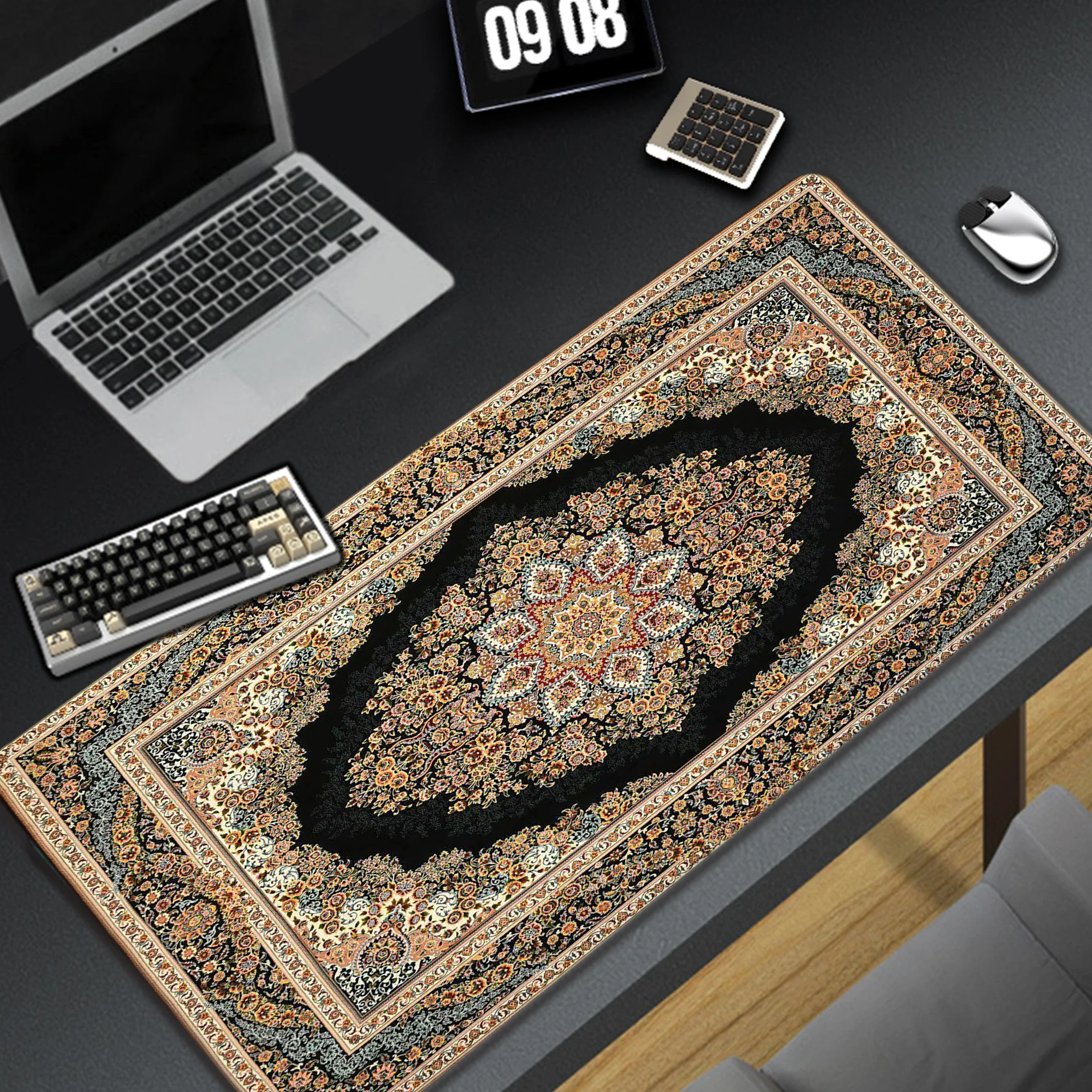 Persian carpet computer mouse pad 90x40/70x30cm non-slip rubber bottom with stitched edge keyboard mat suitable for office games