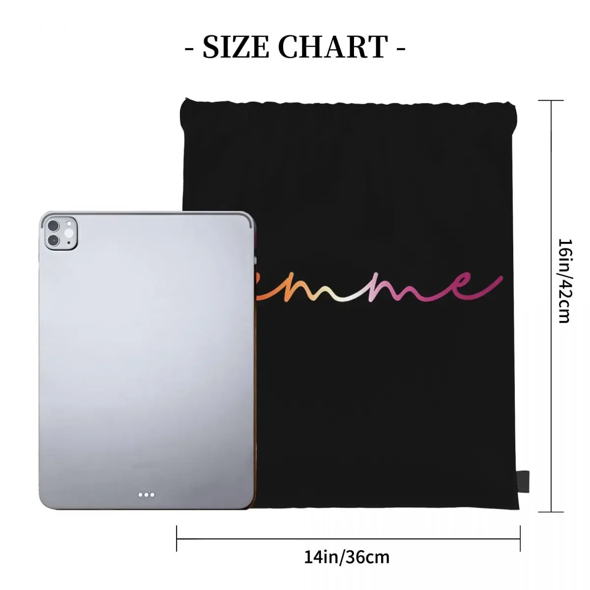 Femme Minimalist Lesbian Pride Ombre Cursive Script Backpacks Drawstring Bags Drawstring Bundle Pocket Sports Bag BookBag