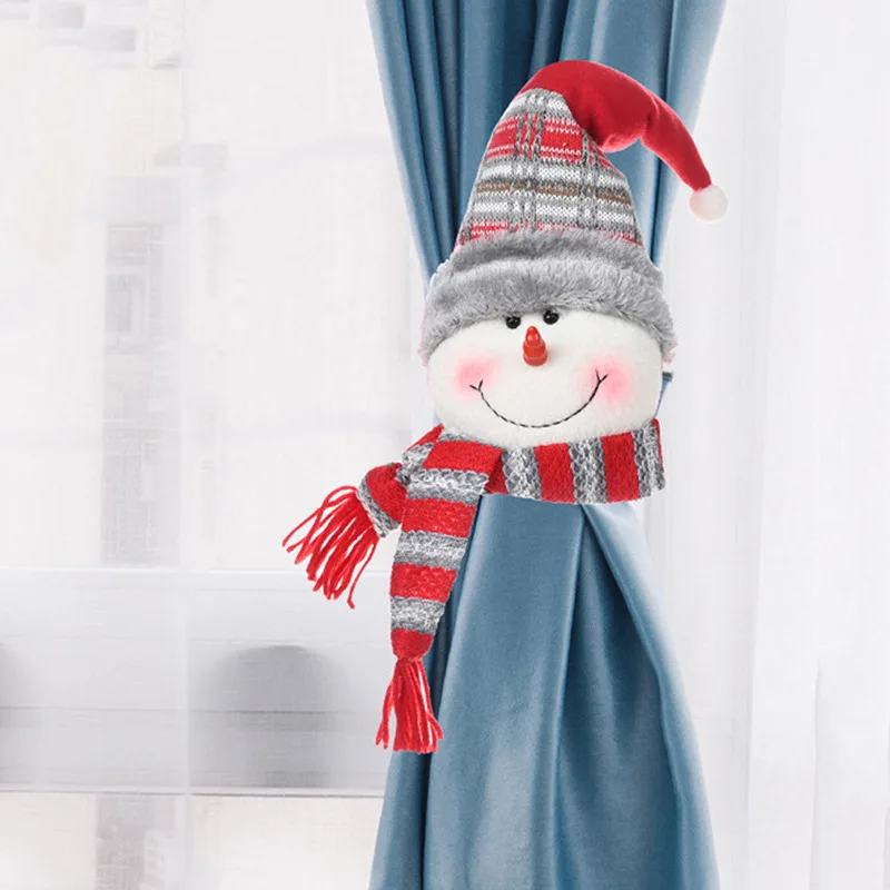ที่หนีบม่านสายรวบม่านคริสต์มาสซานตาคลอสที่หนีบตะขอผ้าม่านที่แขวนเครื่องประดับของประดับหน้าต่างหัวเข็มขัดแบบหนีบ