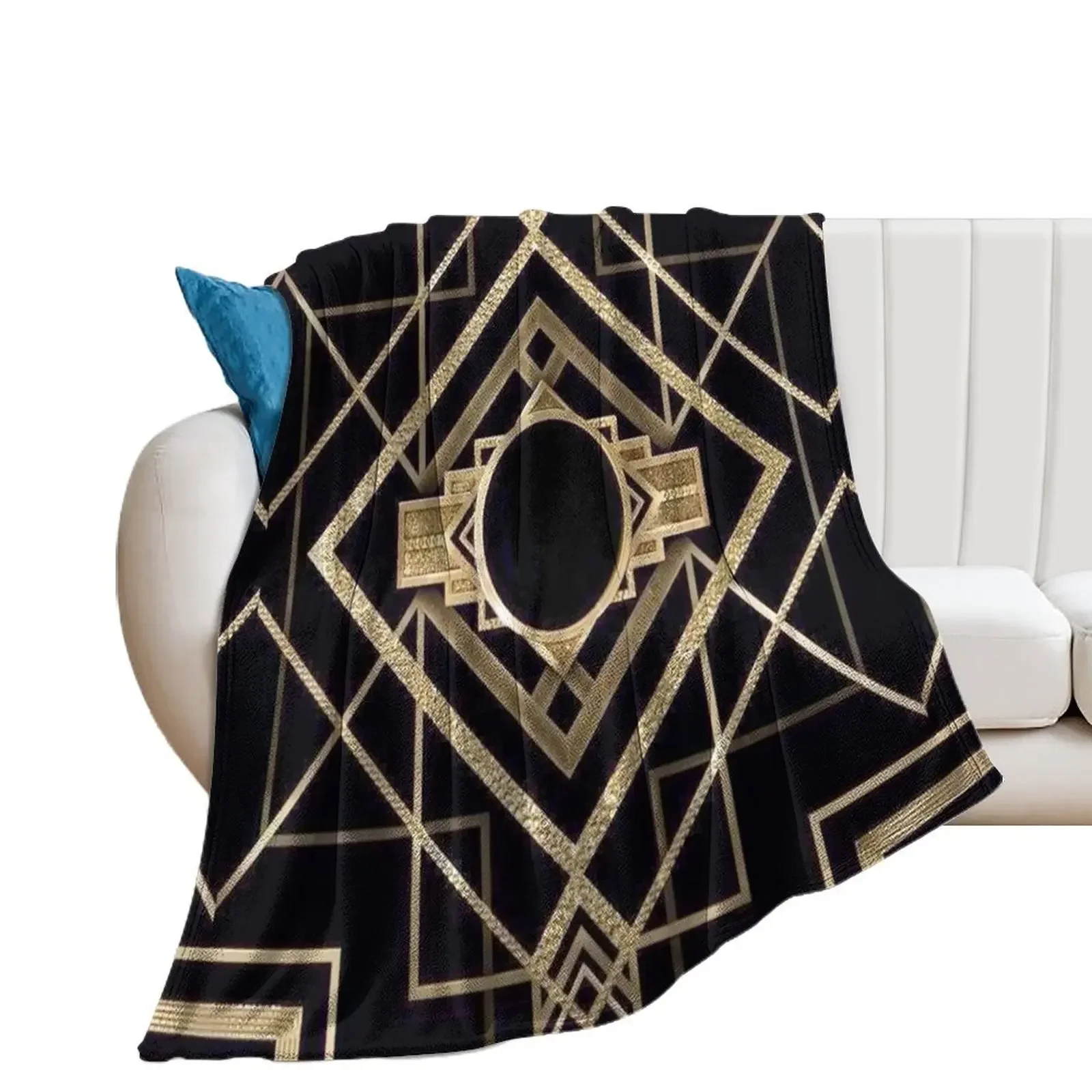 Art deco,vintage,1920 era,The Great Gatsby,gold,black,pattern,elegant,chic,modern,trendy Throw Blanket