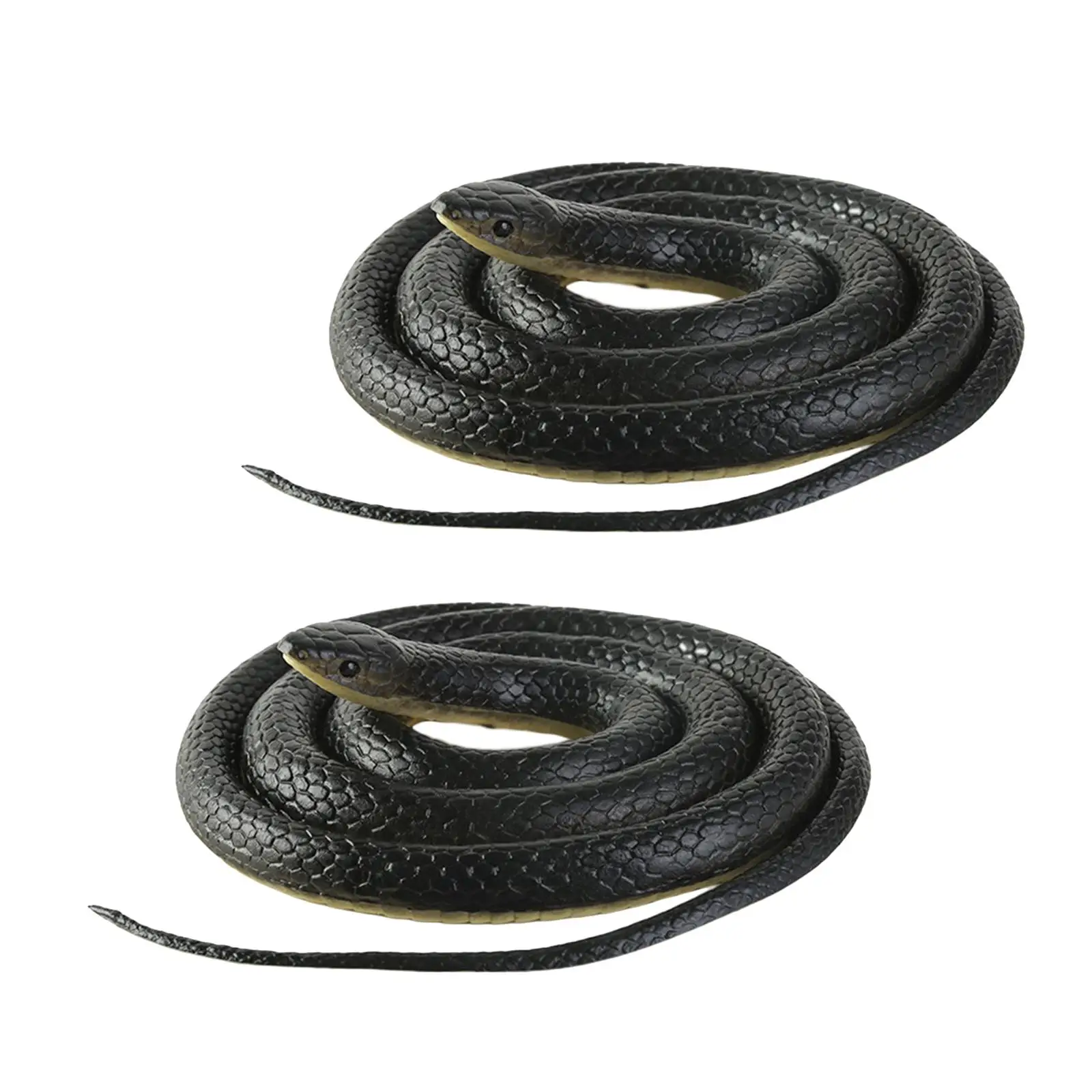 2x Black 120cm Lifelike Rubber Snake Toys Garden Props Decoration Pool Party