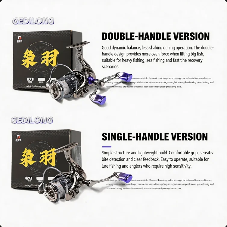Gedilong Spinning Reel All Metal Long Casting Shallow Spool General Purpose Lure Fishing Saltwater Freshwater Fishing Tackle