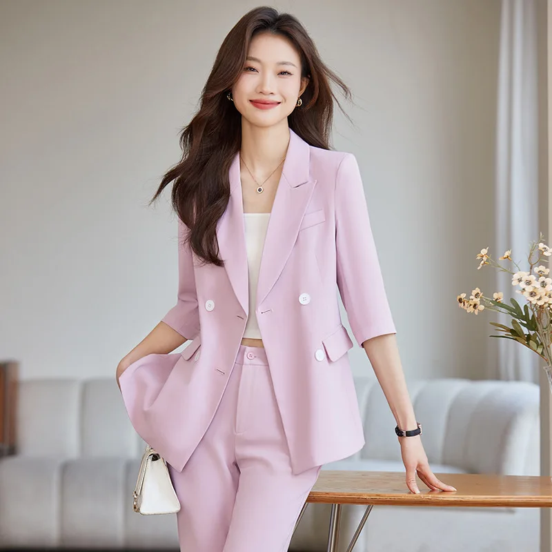 

Purple Suit Women2024New Business Temperament Goddess Temperament Small Three-Quarter Sleeve Casual Suit Jacket