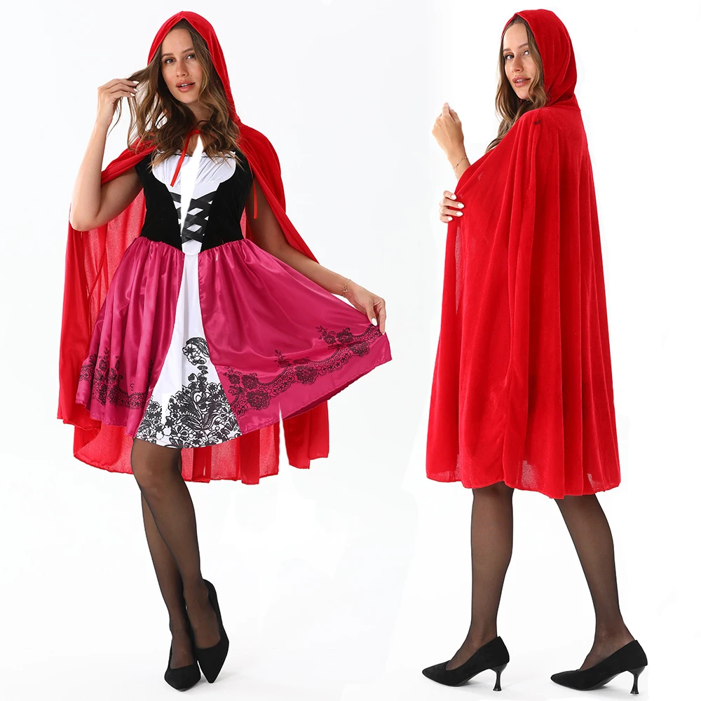 Nuevo Disfraz de Caperucita Roja Edición Moderna, Disfraz de Cosplay para Mujer Adulta, Uniforme de Juego, Capa, Disfraz para Representaciones Escénicas
