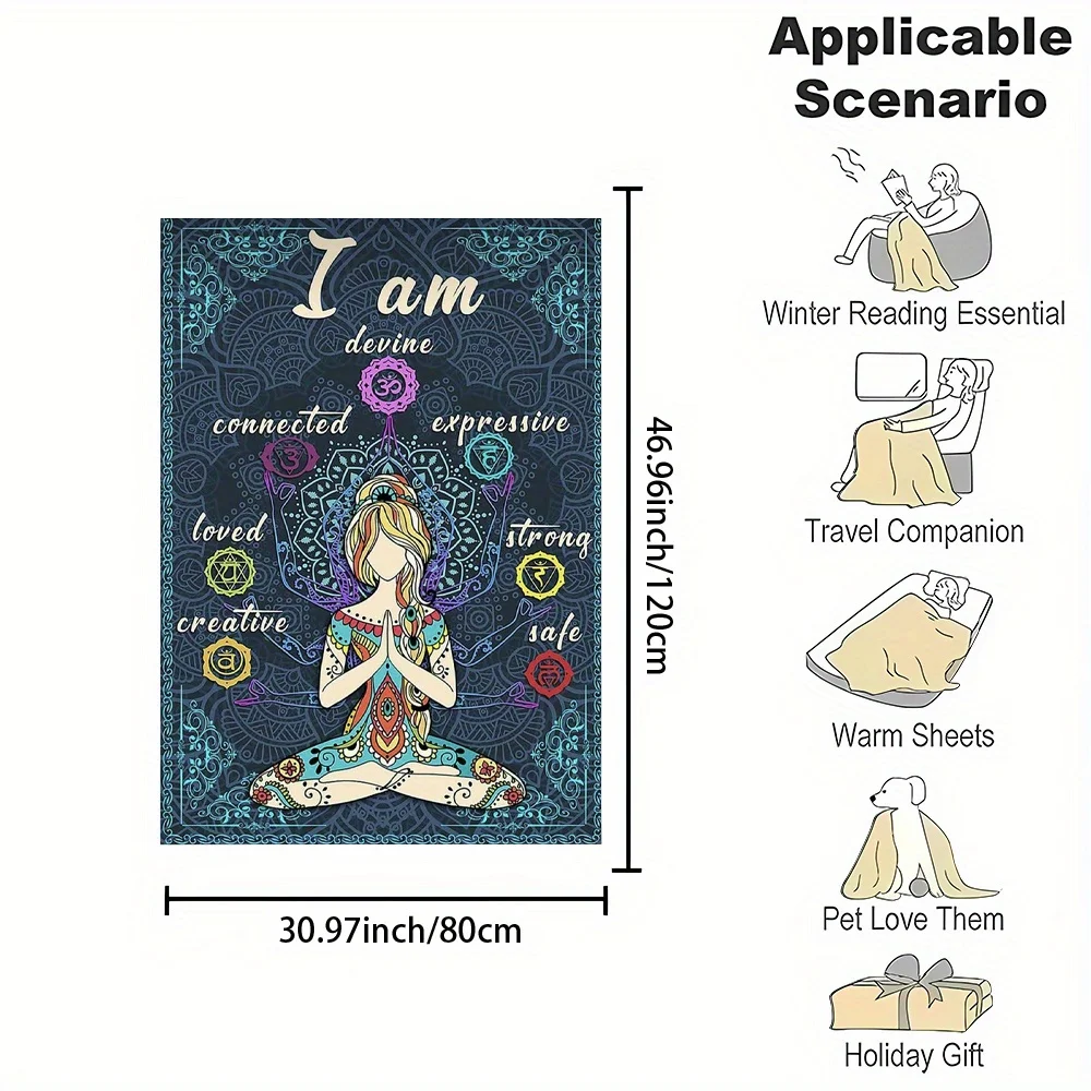 Boho Mandala Throw Blanket Goddess Chakra Spiritual Yoga Wrap Meditation Tapestry Aesthetic Decor Gift for Women Festival