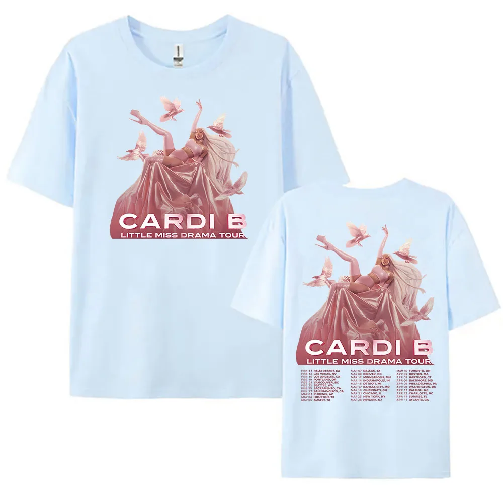 تي شيرت LittleMiss Drama Tour تي شيرت Cardi B Singer جرافيك مطبوع تي شيرت قطني بأكمام قصيرة فضفاض تي شيرت للجنسين ملابس الشارع الشهير للسيدات