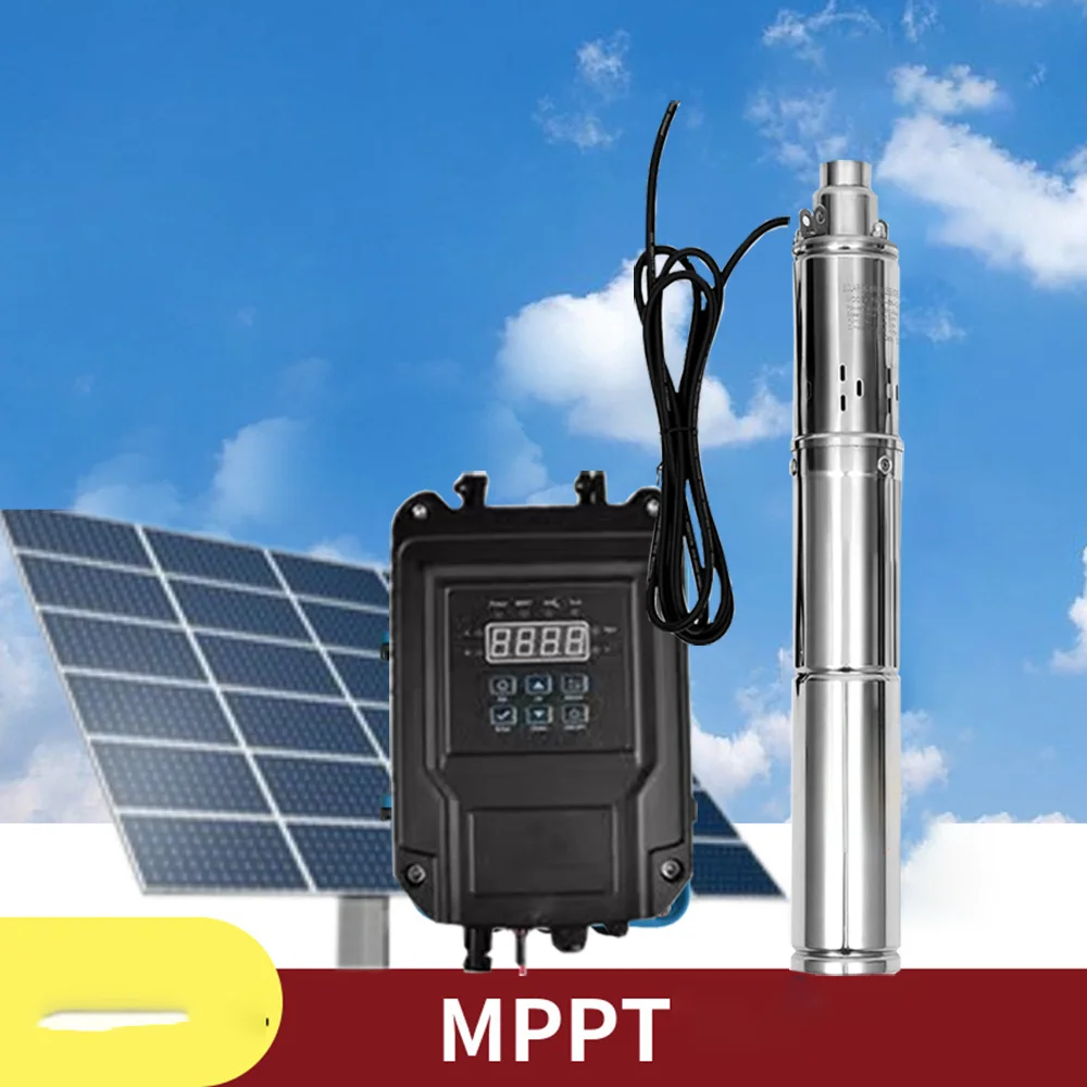 1000W Submersible Solar Water Pump Deep Well Altitude 160M Flow 2T/ Hour With Controller Solar Water Pump for Bore Hole