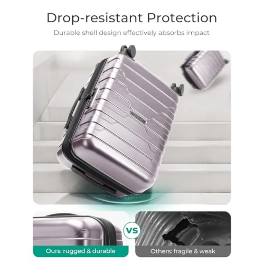 Rose Purple 20 Inch Expandable Hard Shell Carry On Luggage with Spinner Wheels Lightweight Airline Approved for Men Women TSA L - Image 6