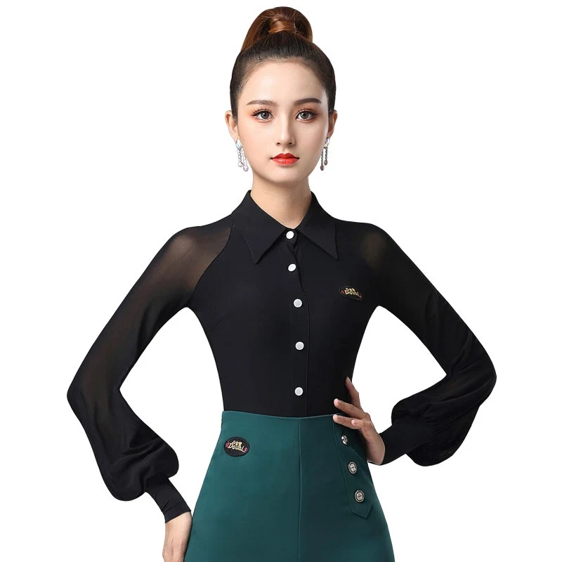 2025 ผู้หญิงโมเดิร์นเต้นรําโคมไฟตาข่ายเสื้อJumpsuit Chacha Rumba Tango Danceชุดเต้นรําละตินเครื่องแต่งกายสวมใส่DN21034