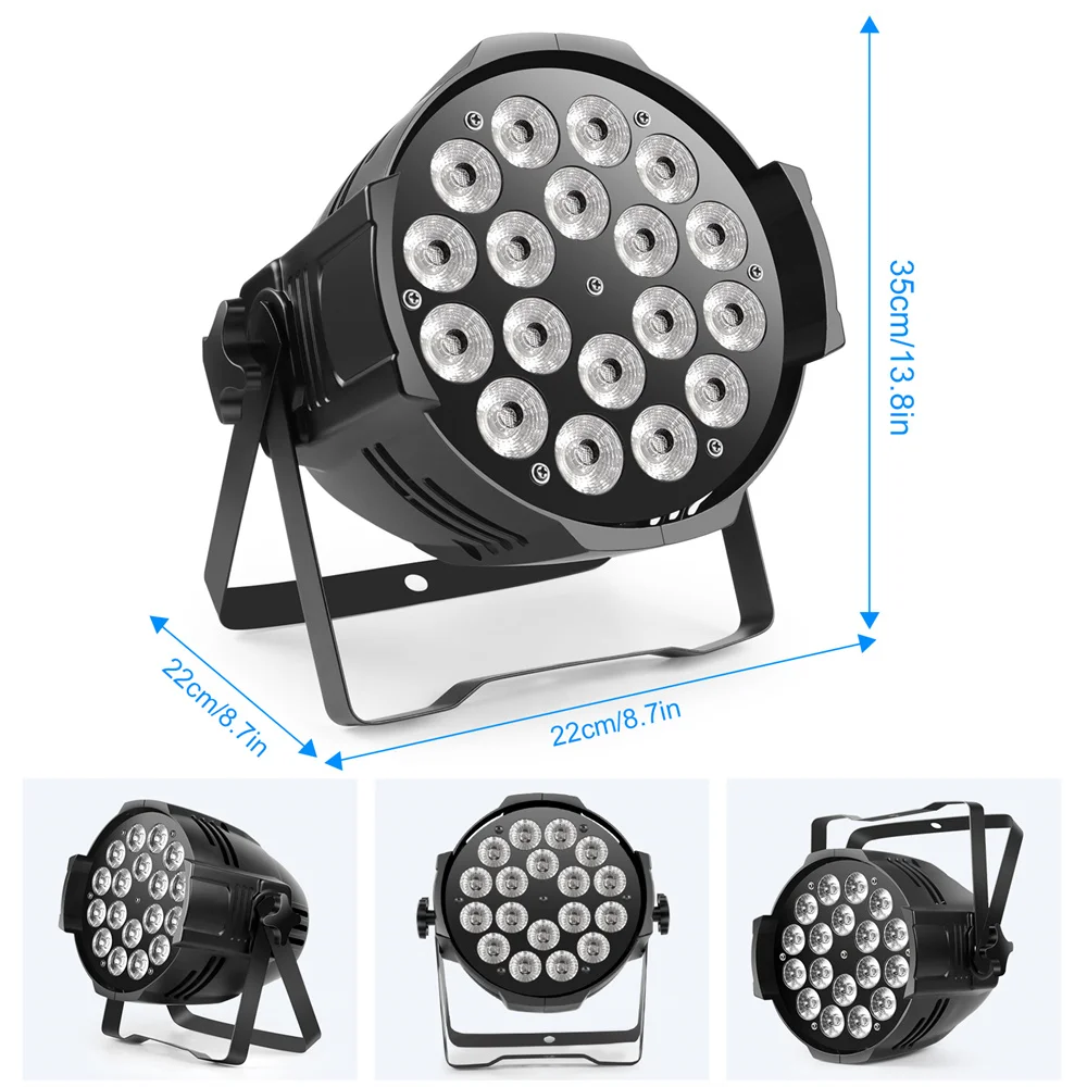 4Pcs 18 LED Par Spotlights 200W LED Stage Light 4 in 1 RGBW Stage Lighting with DMX For Party Disco Family Celebrations Churches