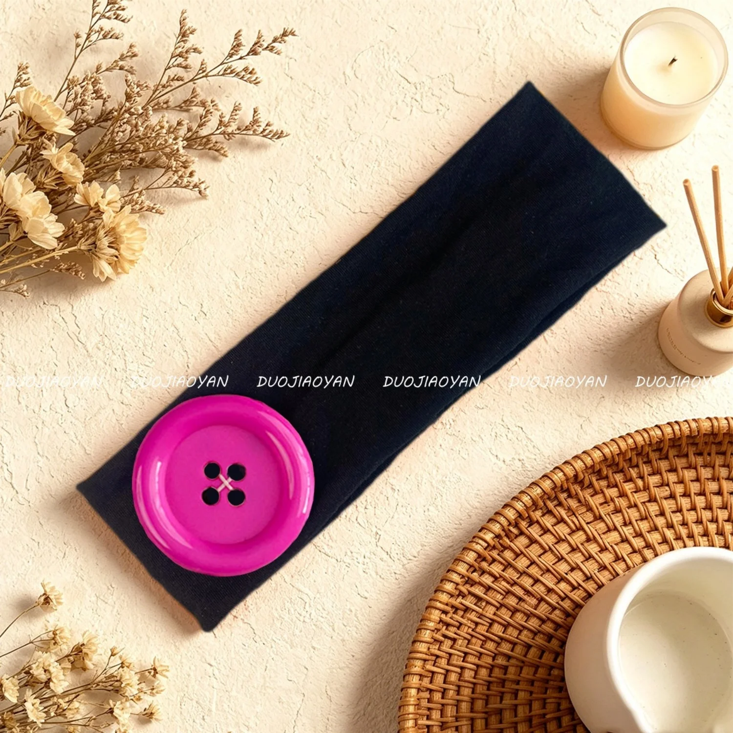 Summer Dopamine Large Button Wave Dot Headband Fashionable Ins Style Elastic Headband Sports Fitness Sweat-absorbent Hairband image 6