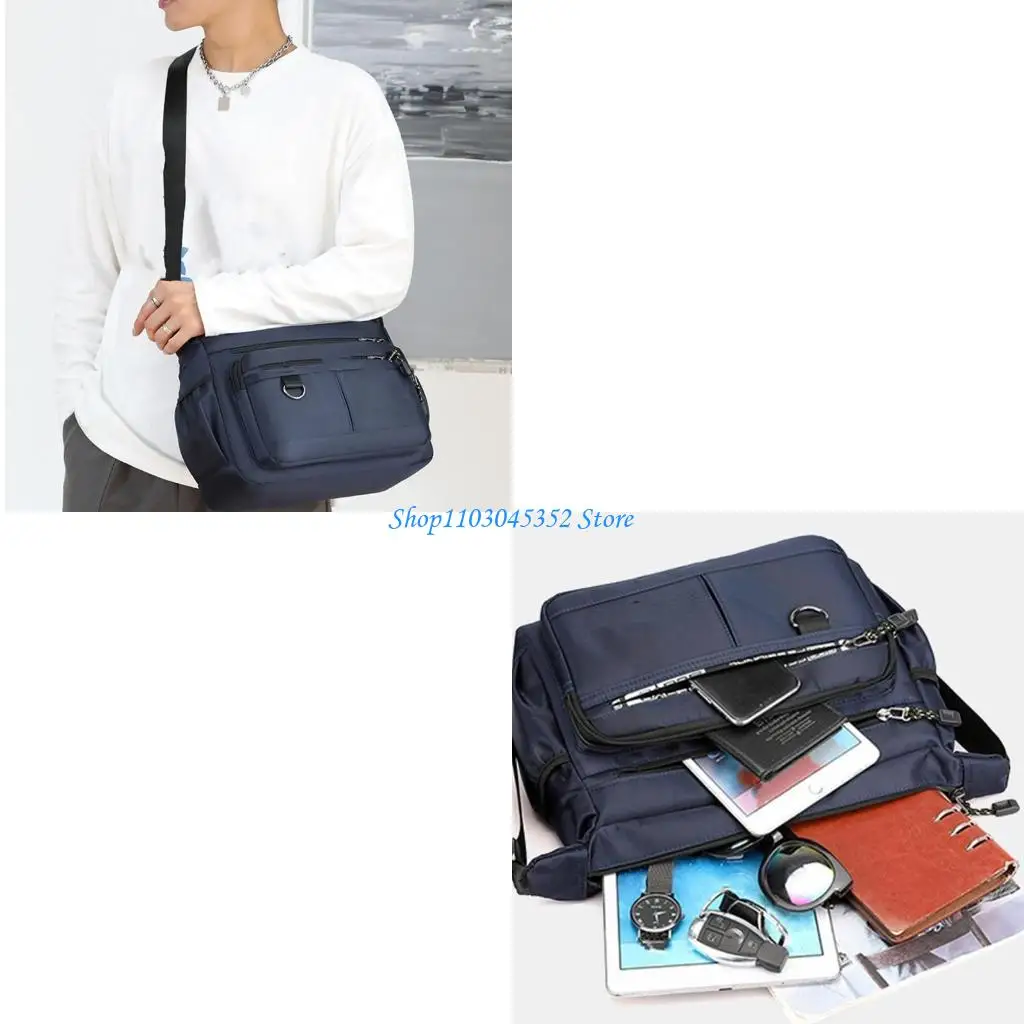 

Crossbody Toted Bag with Zipper Shoulder Bag Multi Pocket Toted Bag Men Handbags