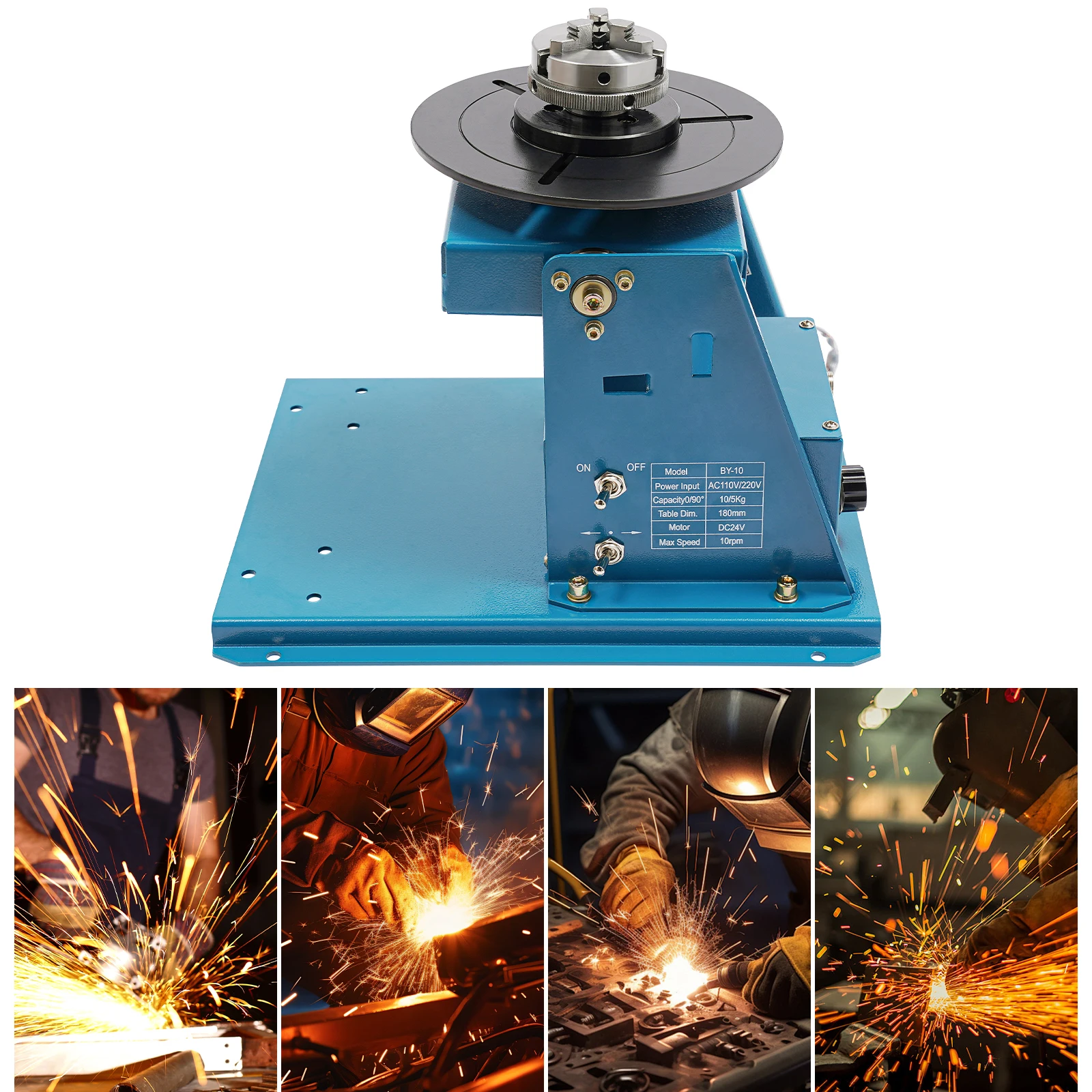 

Blue Rotary Welding Positioner Turntable Table,110V Cast Iron Welding Positioning Turntable Table 32*27*28cm for Welding Tasks