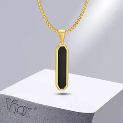 Vnox Fashion Black Color Bar Necklaces for Men Boys,Minimalist Stainless Steel Geometric Pendant Collar Gifts for Him Jewelry