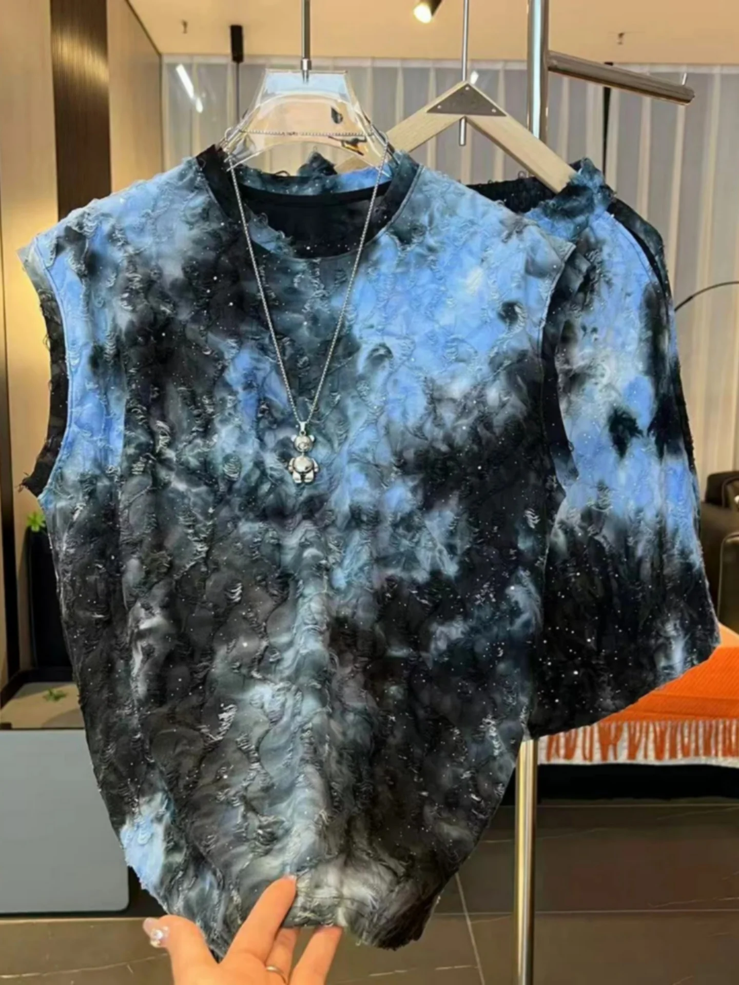 

Summer Casual Sportswear Set Men's Tie Dye Printed Svel Top Faionable orts Youth Sle Comfortable Breathable