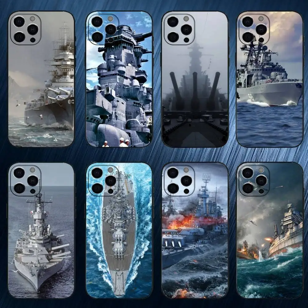 

COOL W-Warship Phone Case For iPhone 17,16,15,14,13,12,11 Plus,Pro Max, Black Silicone Cover