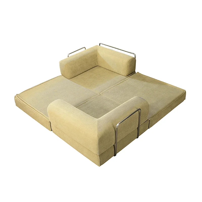 200CM Segmented Deformable Folding Composable Living Room French Retro Flannel Fabric Straight Row Modular Teddy Sofa Bed