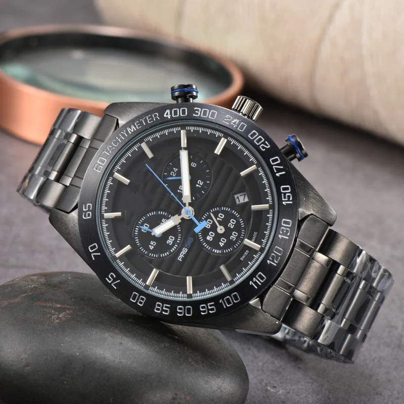 ​2025 Men's Luxury Chronograph Watch Stainless Steel Sapphire Crystal Waterproof 100M 6-Hand Multi-Function Date Display