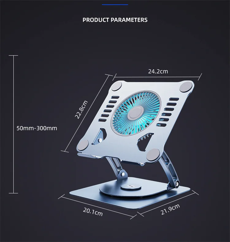 Best Selling Rotatable Foldable Aluminium Laptop Stand Height Adjustable With Cooling Fan