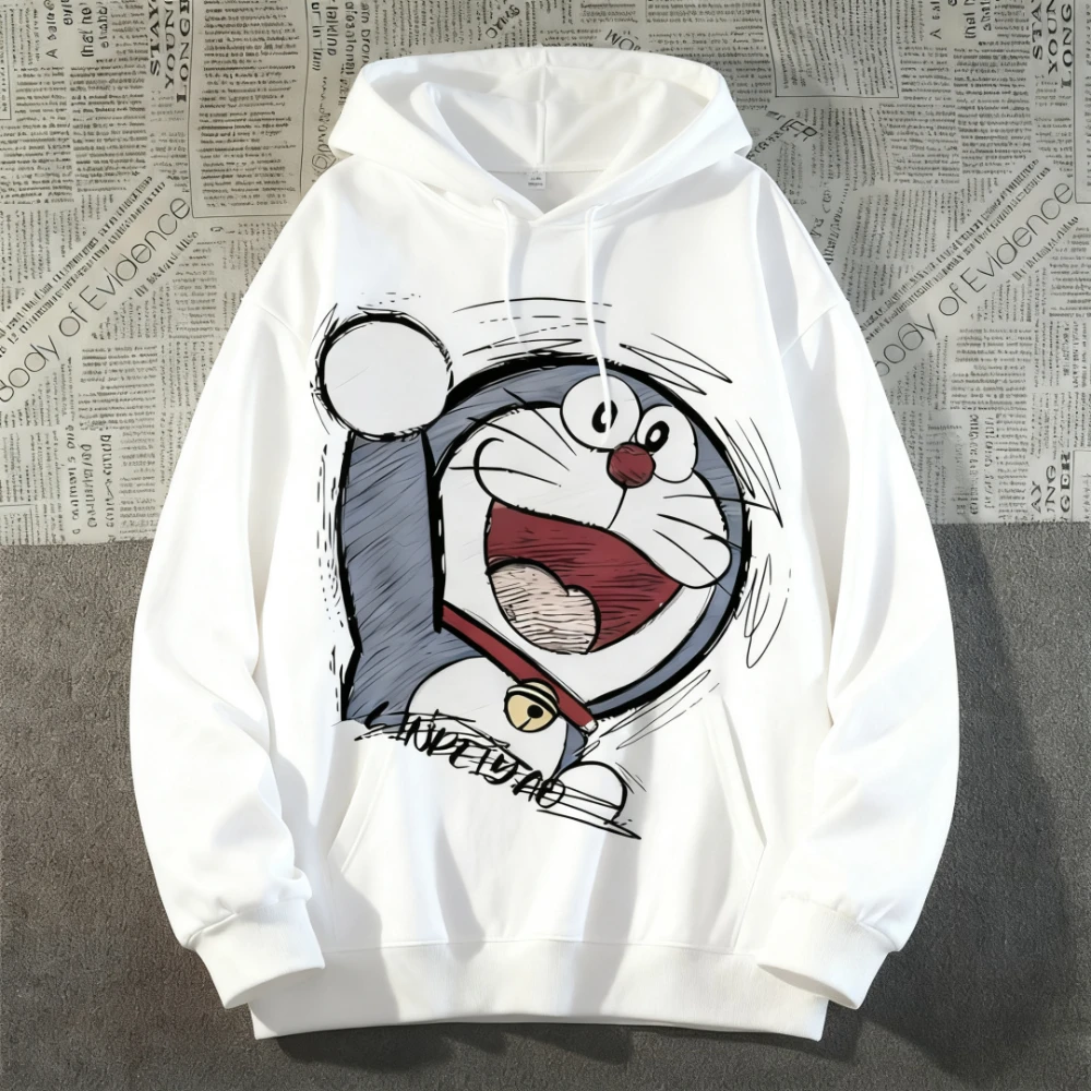 

Doraemon Pure Cotton Long Sleeved Sweatshirt for Men and Women in Autumn and Winter, Loose Plus Size American Cartoon Couple Top
