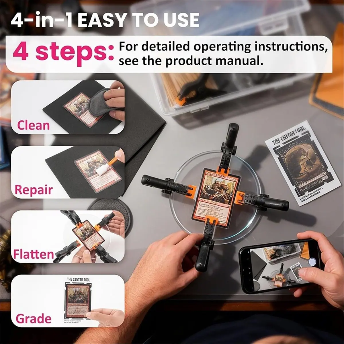 339Pcs Professional Trading Card Care Cleaning Kit - Complete Sports Card Repair & Flattening Tool Set for Collectors