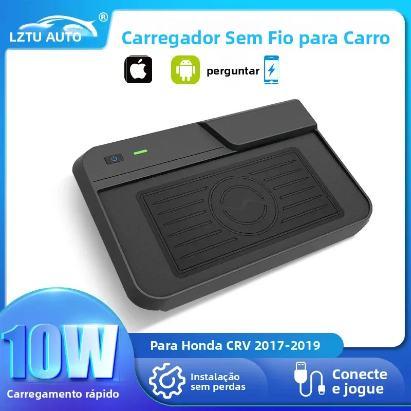 Para honda crv 2017 2018 2019 10w rápido sem fio carregador de carro suporte montagem do telefone fácil instalação qi certificado