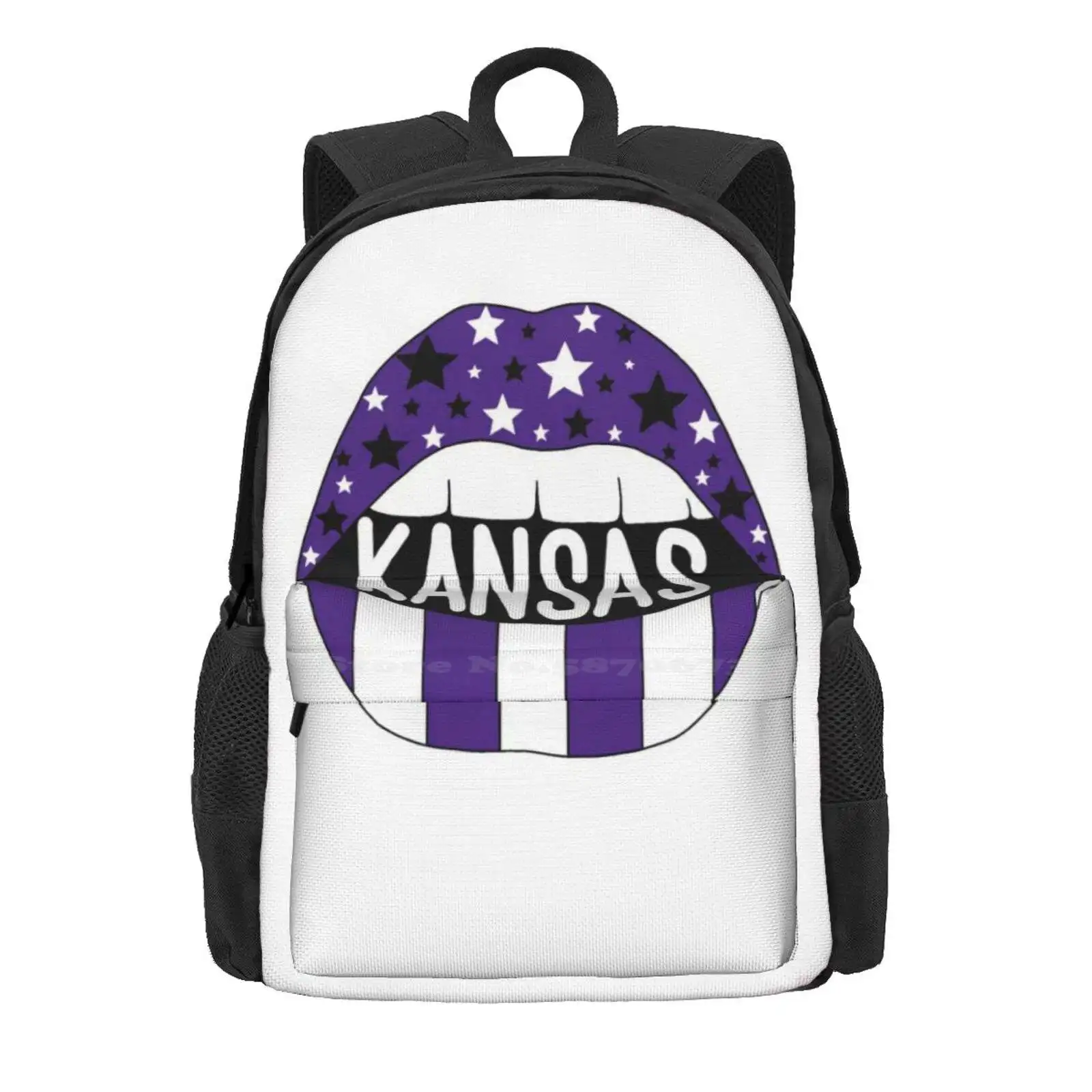 Kansas Hot Sale Schoolbag Backpack Fashion Bags Sorority Fraternity Srat College University U Of Kansas Purple Wildcats Black