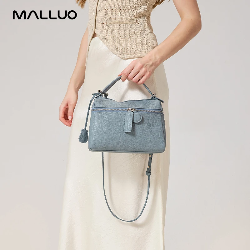 Women's Minimalist Top Grain Leather Shoulder Bag Top Handle Crossbody Purse with Removable Strap Daily Commuter Handbag