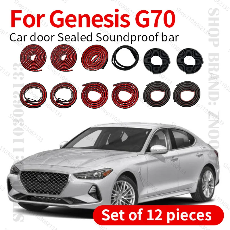 

Для 2017-2025 Genesis G70 уплотнительная лента для двери автомобиля, резиновая двухслойная уплотнительная защита, звукоизоляционная пылезащитная уплотнительная лента, набор из 12 шт.