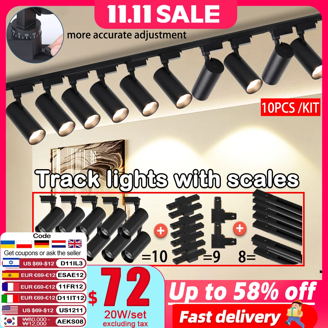 

Track lights with Scales Set Ceiling Rail Lighting Track Lamp Spot Led Bedroom Lighting Clothing Shop Home Rail lights Wall Lamp