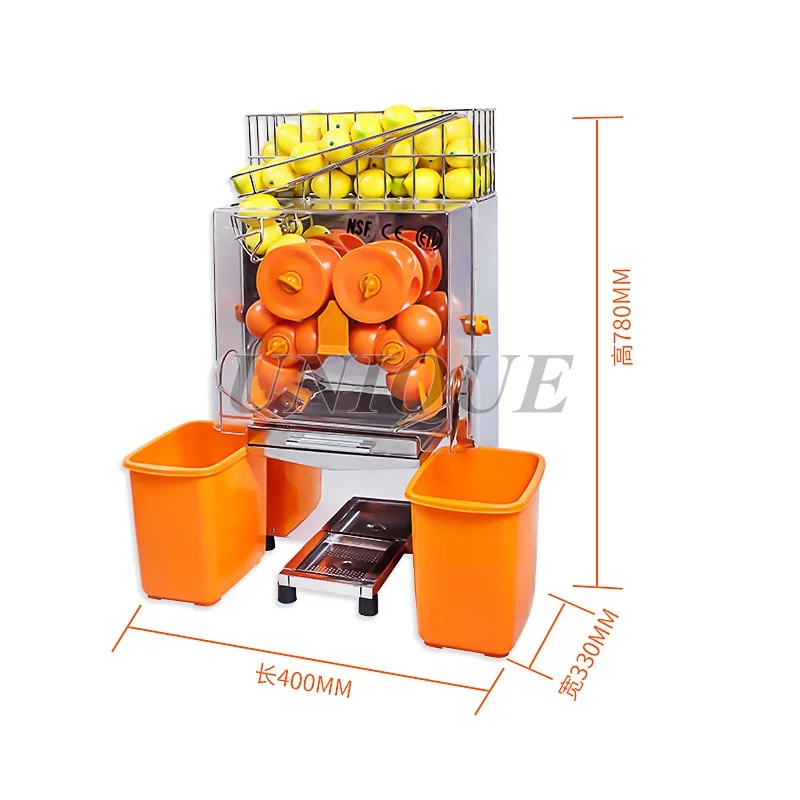 Exprimidor de naranja automático, máquina eléctrica de 120w, Extractor de jugo de limón Industrial de 220v con 2 cubos de basura, gran oferta a EE. UU.